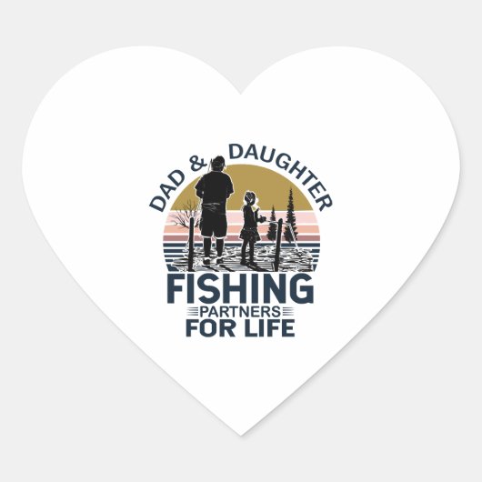 Pap en dochter Vist partners voor het leven Hart Sticker (Voorkant)