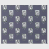 Pap en Kind Foto Vrolijk Kerstfeest Pap Paarse Cadeaupapier (Vlak)