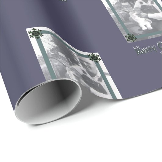 Pap en Kind Foto Vrolijk Kerstfeest Pap Paarse Cadeaupapier (Rol Hoek)