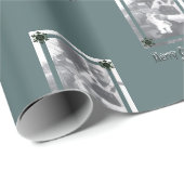 Pap en Kind Foto Vrolijk Kerstfeest Papa Groen Cadeaupapier (Rol Hoek)