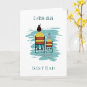 Pap en kind Vist Dag Illustratie vaderdag Kaart (Gele Bloem)