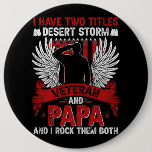 Pap en woestijn Storm Veteraan shirt Vaderdag 415 Ronde Button 6,0 Cm