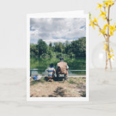 Pap en Zoon Vist in het meer van je eigen foto Kaart (Gele Bloem)