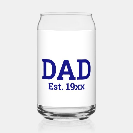 Pap Est. 19xx Navy Blue Tekst Sjabloon Blikvorm Glas (Voorkant)