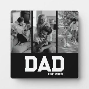 "Pap Est 20xx" Drie foto's Vaderdag verjaardag Fotoplaat