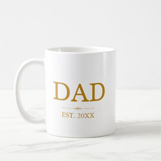 Pap Est. Datum met het Gold Script van de Namen va Koffiemok (Links)