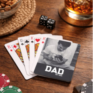 Pap Est Foto Zwart & Wit Jaar Vaderdag Pokerkaarten