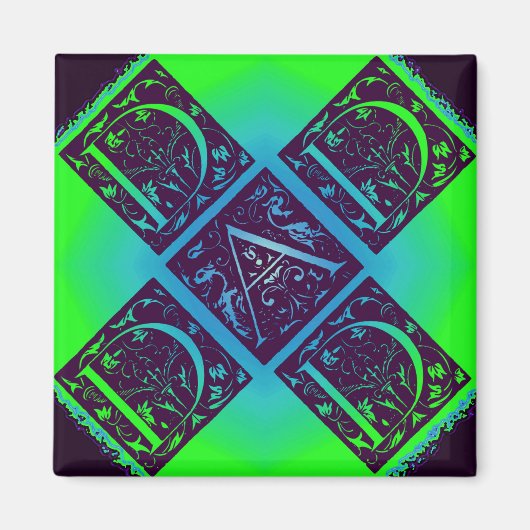 Pap Fancy tekst groene blauwe achtergrond Magneet (Voorkant)