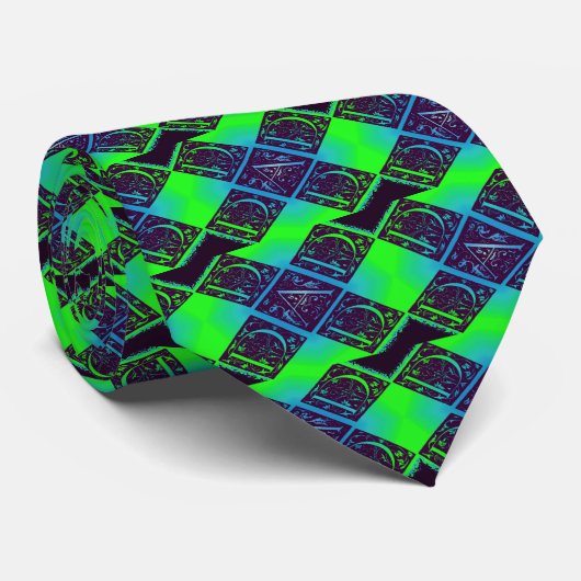 Pap Fancy tekst groene blauwe achtergrond Stropdas (Opgerold)