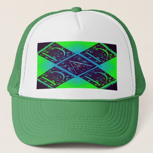 Pap Fancy tekst groene blauwe achtergrond Trucker Pet (Voorkant)