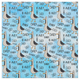 Pap Fathers Day Blue Comic Seagull roept pap op Stof