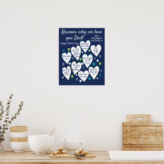 Pap Fathers Day Redenen van liefde voor cadeautjes Poster (Keuken)