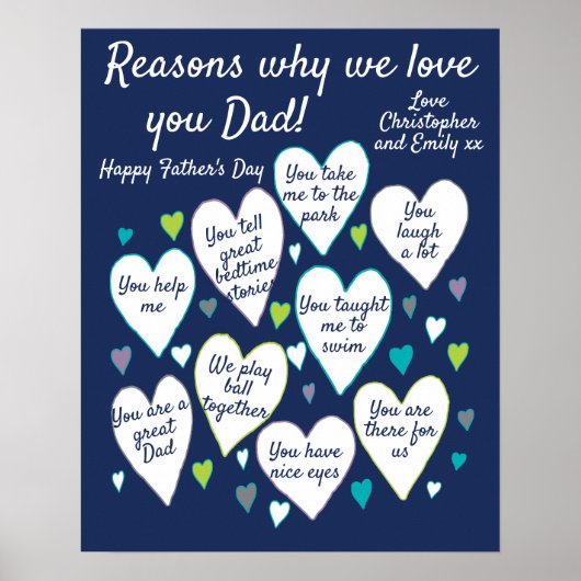 Pap Fathers Day Redenen van liefde voor cadeautjes Poster (Voorkant)