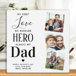 Pap First Love Forever Hero Personalized 3 Foto Fotoplaat<br><div class="desc">Verrassend vader deze vaders dag met een gepersonaliseerde 3 fotoplaque. "Mijn eerste liefde, Mijn vader, altijd mijn vader" Personaliseer dit pap met favoriete foto's, berichten en namen... Bezoek ons collectie voor de beste vaderdag en gepersonaliseerde vaders cadeaus. COPYRIGHT © 2020 Judy Burrows, Black Dog Art - Alle rechten voorbehouden. Pap...</div>