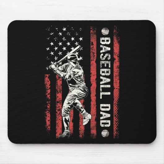 Pap Flag Gifts Pap Mannen Honkbal Vaders Dag Muismat (Voorkant)