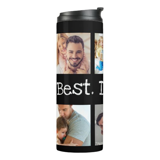 Pap Foto Collage Beste pap ooit Black White Thermosbeker (Gedraaid links)