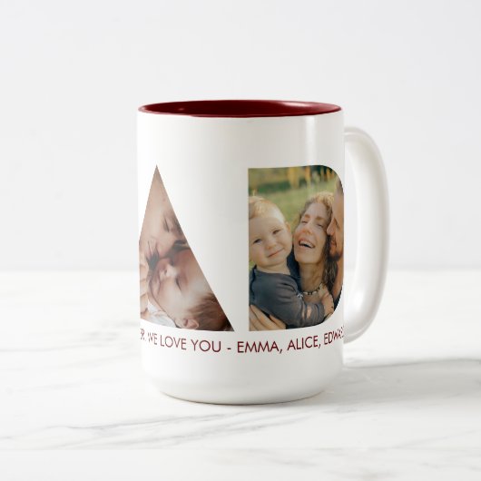 Pap Foto Collage Cutout Vaderdag Verjaardag Tweekleurige Koffiemok (Voorkant rechts)