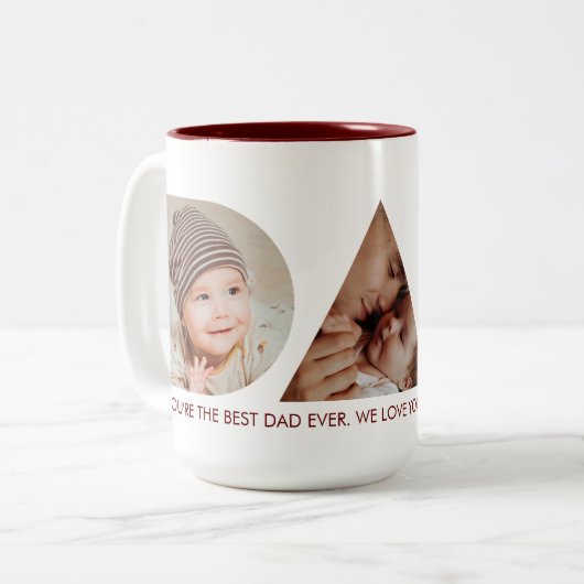 Pap Foto Collage Cutout Vaderdag Verjaardag Tweekleurige Koffiemok (Voorkant links)