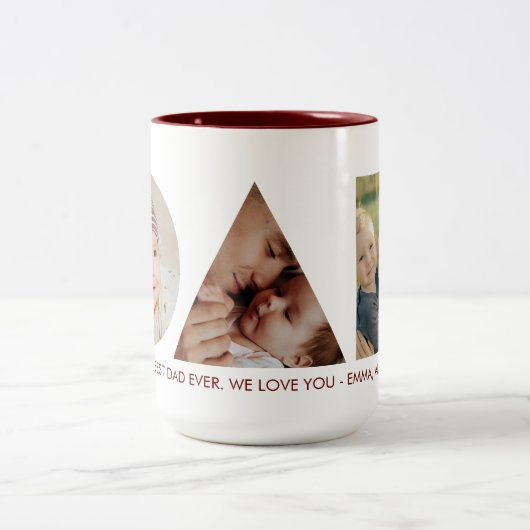 Pap Foto Collage Cutout Vaderdag Verjaardag Tweekleurige Koffiemok (Center)