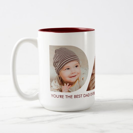Pap Foto Collage Cutout Vaderdag Verjaardag Tweekleurige Koffiemok (Links)