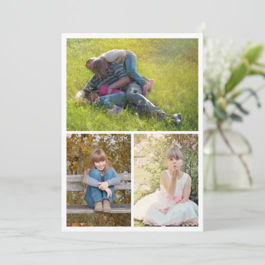 Pap Foto Collage Drie Afbeeldingen Vaderdag Kaart (Staand voorkant)