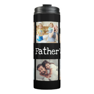 Pap Foto Collage Fathers Day in Black and White Thermosbeker