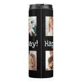 Pap Foto Collage Fathers Day in Black and White Thermosbeker (Achterkant)