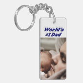 Pap Foto donkerblauwe tekst Sleutelhanger (Voorkant Links)