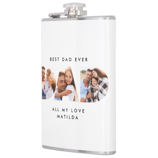 Pap foto moderne typografische kindercadeau heupfles (Links)