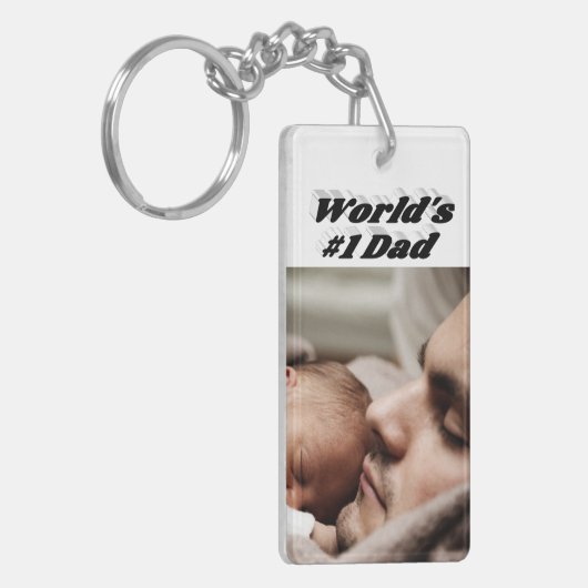 Pap Foto zwarte tekst Sleutelhanger (Voorkant Links)