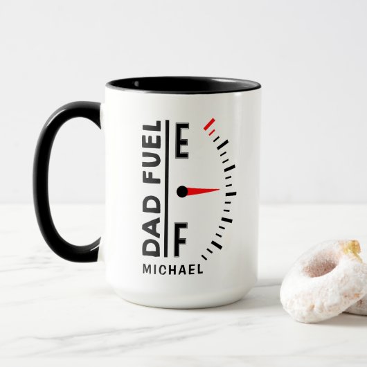Pap Fuel Funny Vaderdag Birthday - gepersonaliseer Mok (Met donut)
