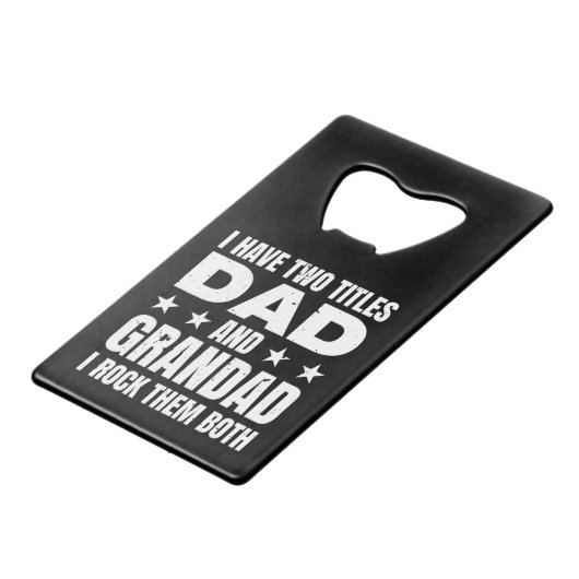 Pap Grandad Creditkaart Flessenopener (Voorkant Gekanteld)