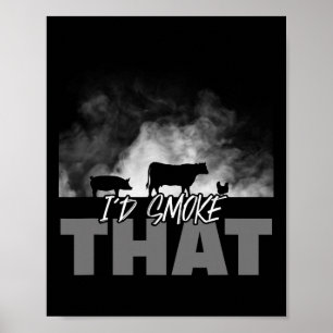 Pap grillen BBQ kleding - Ik zou roken dat Koe var Poster