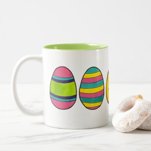 Pap Happy Easter Hunt Eggs Springtime Tweekleurige Koffiemok (Met donut)