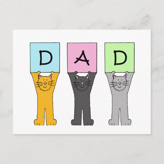 Pap Happy Vaderdag Cartoon Cats Briefkaart (Voorkant)