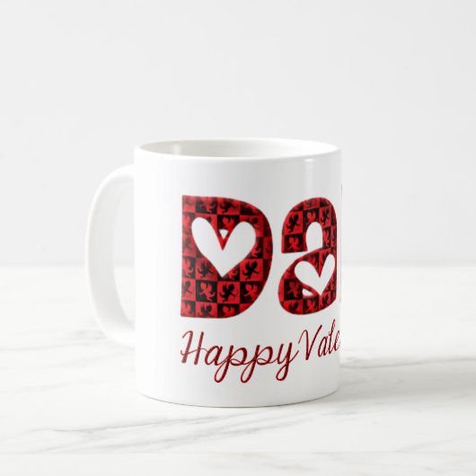 Pap Happy Valentijn Cute Cupid Typografie Koffiemok (Voorkant links)