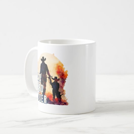 Pap, held, nuchter. Waterverf cowboy, nuchterheid  Koffiemok (Voorkant links)