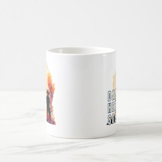 Pap, held, nuchter. Waterverf cowboy, nuchterheid  Koffiemok (Center)