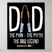 Pap het Man De mythe De BBQ Legende Funny Rbecue P Poster (Voorkant)