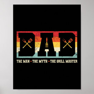 Pap het Man De mythe De grillmeester BBQ Party Fa Poster