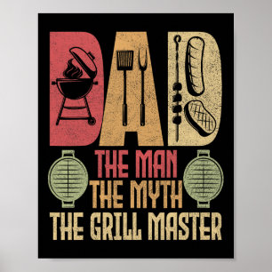 Pap het Man De mythe De grillmeester BBQ Party RB Poster