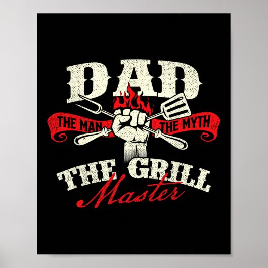Pap het Man De mythe De grillmeester - Grill BBQ Poster (Voorkant)