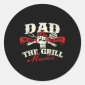 Pap het Man De mythe De grillmeester - Grill BBQ Ronde Sticker (Voorkant)
