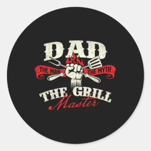 Pap het Man De mythe De grillmeester - Grill BBQ Ronde Sticker