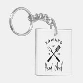 Pap hoofd chef-kok bq grill kerstfoto sleutelhanger (Voorkant Links)