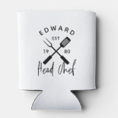 Pap hoofd chef-kok-bq grillig kerstfeest moderne blikjeskoeler (Achterkant)