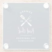 Pap hoofd chef-kok-bq grillig kerstfeest moderne glazen onderzetter (Achterkant)