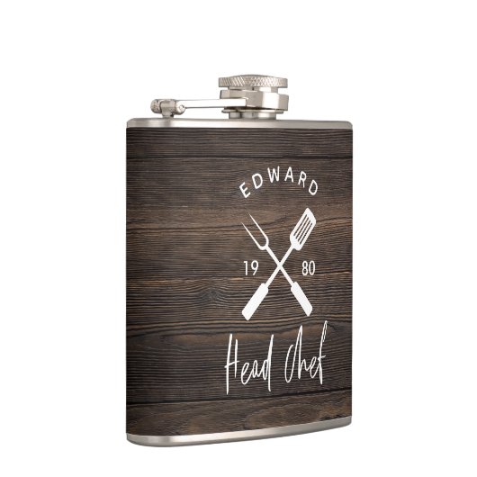 Pap hoofd chef-kok-bq grillig kerstfeest moderne heupfles (Rechts)