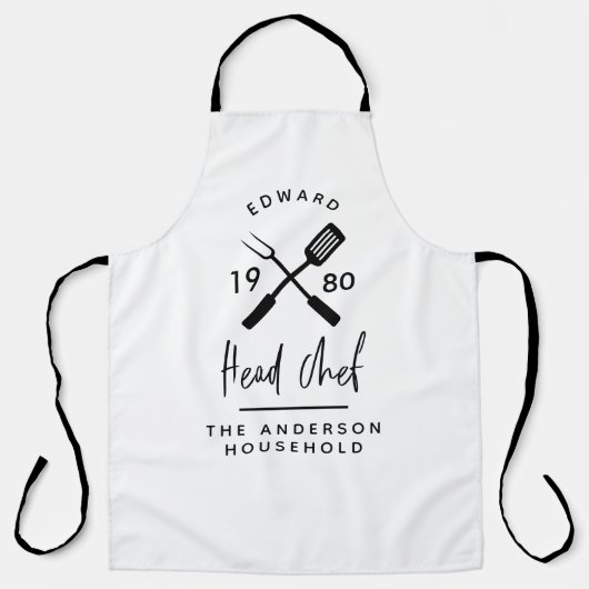 Pap hoofd chef-kok-bq grillig kerstfeest moderne schort (Voorkant)