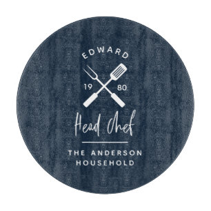 Pap hoofd chef-kok-bq grillig kerstfeest moderne snijplank